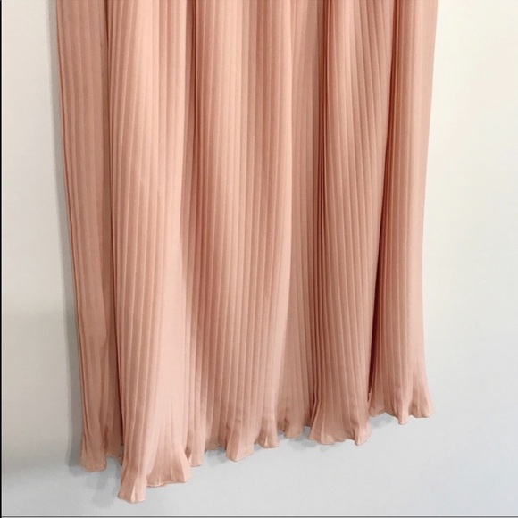 Hunter Dixon Accordion Pleated Blush Peach Pink Midi Skirt with Sash Tie Small - Picture 5 of 8